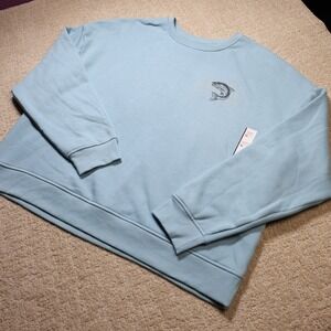 Original Use Mens Fishing Club Graphic Sweatshirt Light Blue XL NWT H-051